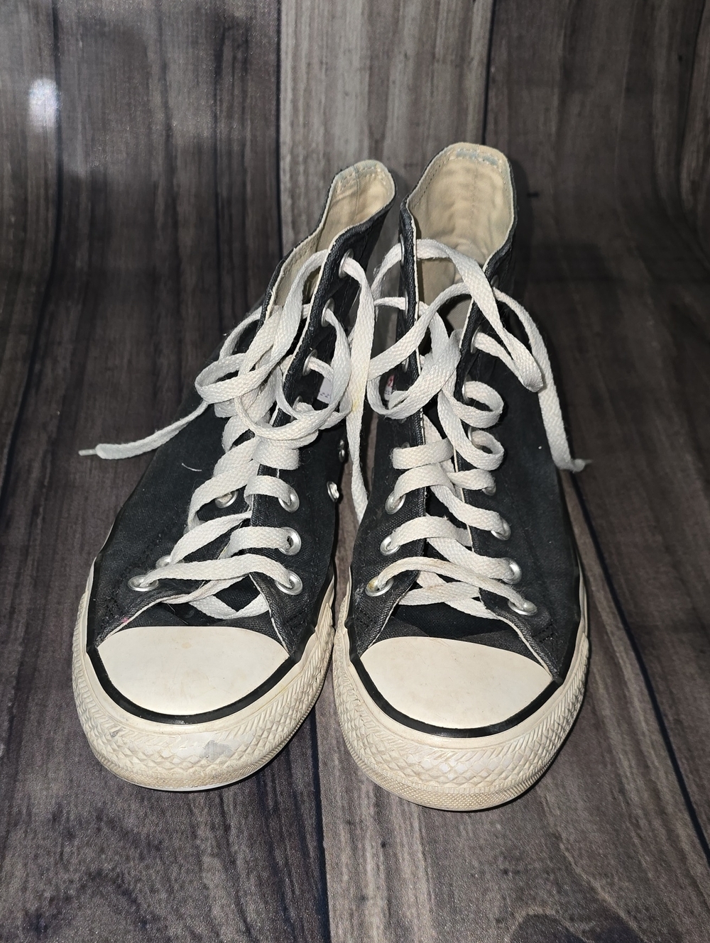 Black High-Top Canvas Sneakers with White Laces